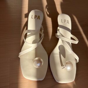 LPA Cream Heels with Pearl Detail